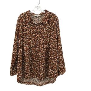 Umgee Womens Top Size 1X Tunic Flare Sleeve Floral Bloomcore Boho Lagenlook